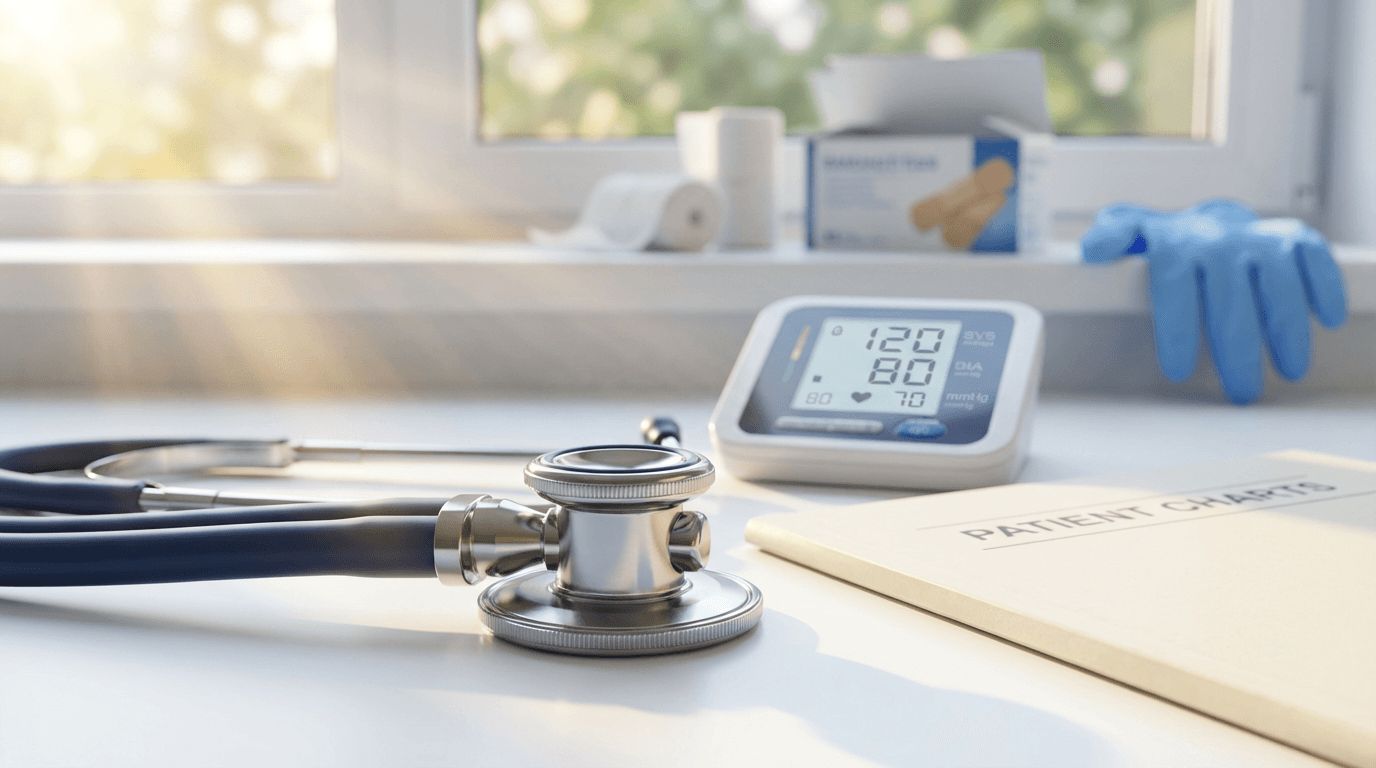 Nurse with patient chart in Sacramento healthcare setting